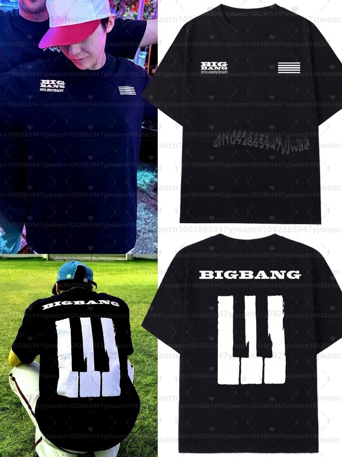 Camiseta do Concerto de Aniversário de 20 Anos do Bigbang para fãs de G-Dragon, manga curta, unissex, respirável, absorvente de suor, confortável.