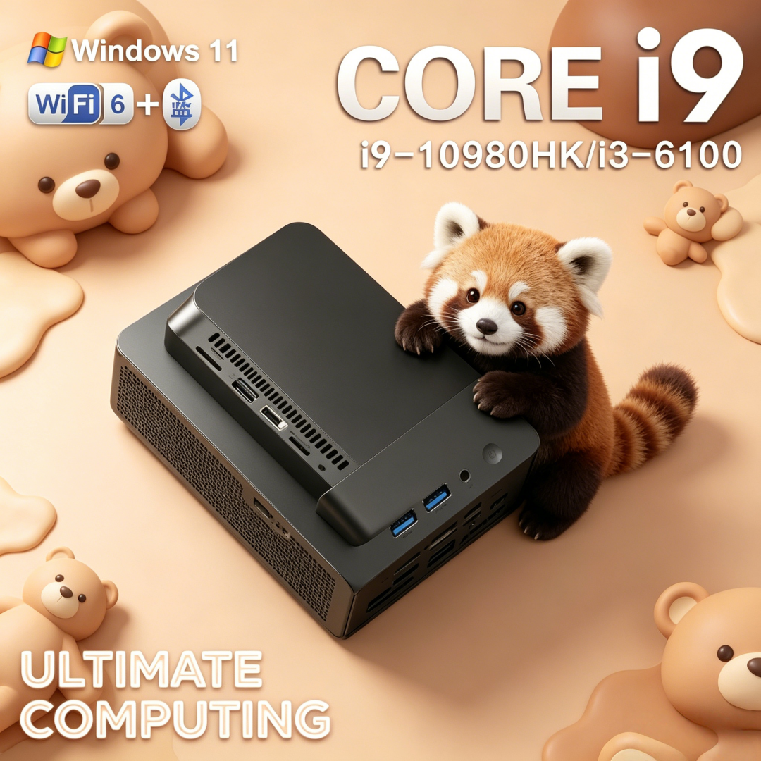2025 Arcane Core I9 10980HK/ I3 6100 ミニPC Windows 11 Pro ポリッシュドポケットハブ 32GB RAM 1TB/2TB SSD WIFI 6 BT5.2 4K HD デインティ