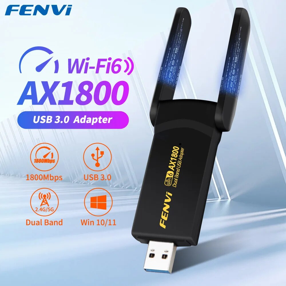 FENVI 1800 Мбит/с WiFi 6 USB адаптер двухдиапазонный 2,4G/5 ГГц беспроводной WiFi приемник USB 3,0 Dongle сетевая карта для ноутбука ПК Win 10/11