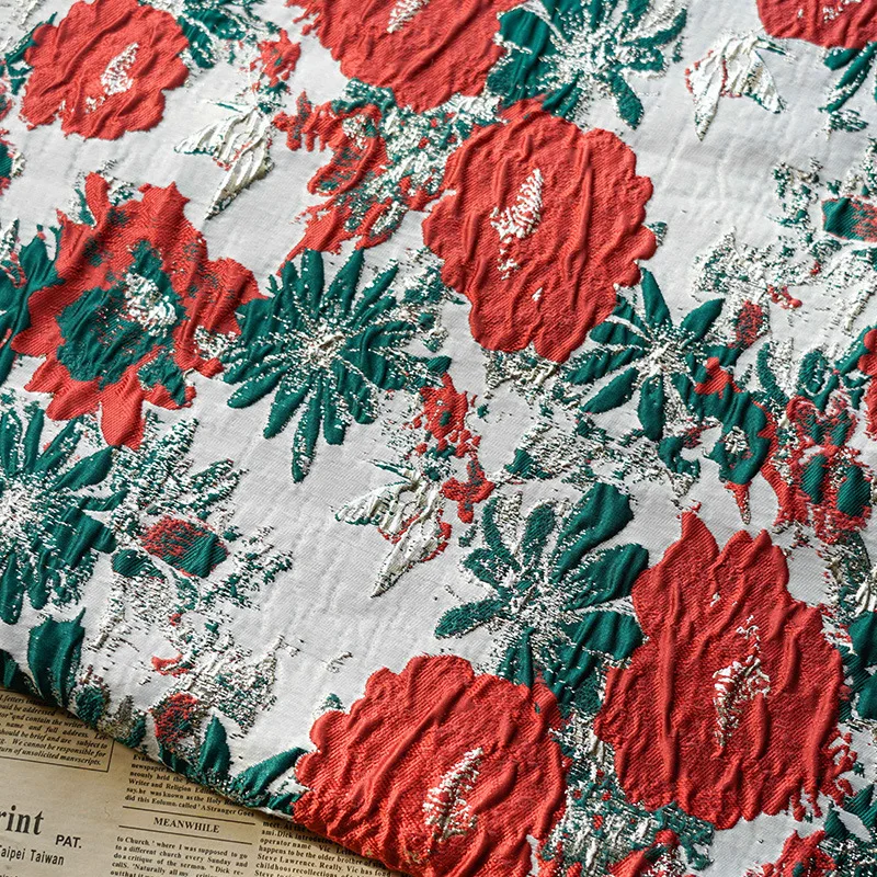 Tissu jacquard à grandes fleurs pour femmes, tissu pour robe de femme, sac à bagages exécutif, couture, décoration de la maison, instituts