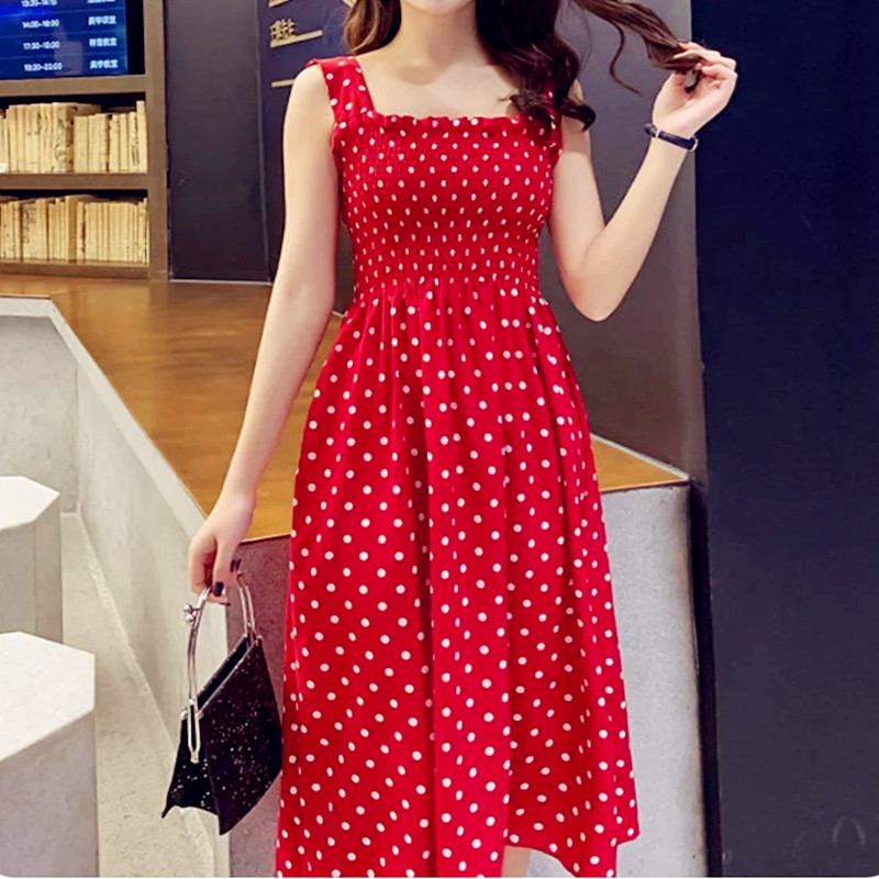 Sommerliches Befree Strand-Maxikleid mit langen Vintage-Punkten, lässigen Rüschen, eleganten Trägern, seidigem Stoff, Größe 5XL, sexy Damenkleid