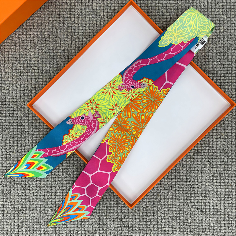Pobing Dieren Print 18 M/m Twill Zijden Sjaals Vrouwen Luxe Merk Sjaal Tas Linten Band Hoofddoek Kleine Lange Skinny Sjaal 86*5Cm
