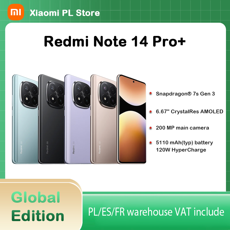 【Marca+】 Xiaomi Redmi Note 14 Pro+ 5G Smartphone 200MP Cámara AI Snapdragon ®   Pantalla AMOLED 7s Gen 3 120W HyperCharge 6.67