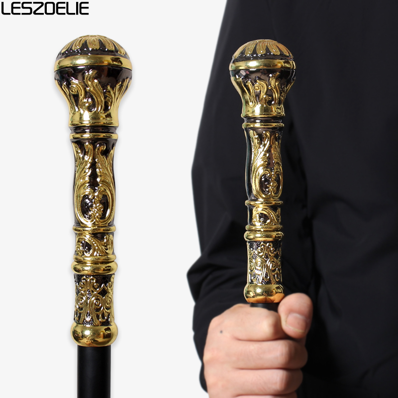 91cm Gold With Black Luxury Elegant Walking Stick Man Fashion Round Handle Walking Canes Women 2-Pieces Detachable Vintage Cane