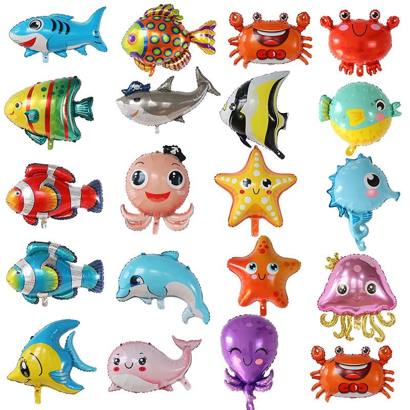 Grandi animali marini Palloncini foil Squalo Pesce Elio Aria Globos Baby Shower Festa di compleanno Decorazioni di nozze Palloncini a tema oceano