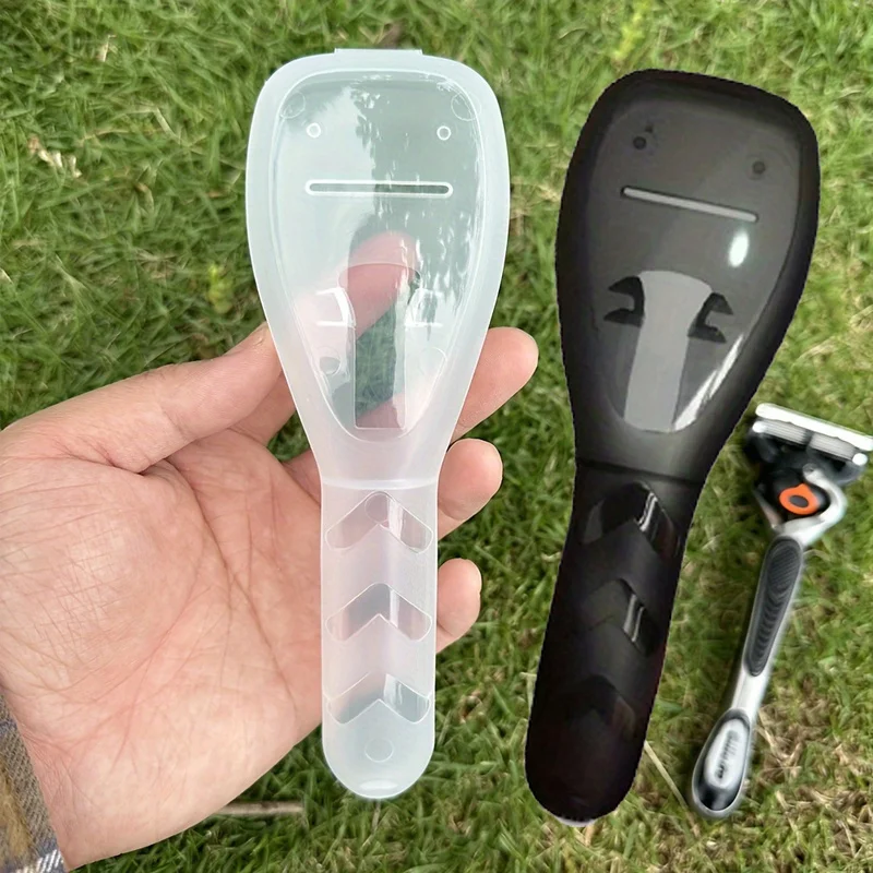 1pc caso de navalha transparente, caixa de armazenamento de barbeador, caixa de armazenamento portátil de viagem de segurança para navalha de barbear