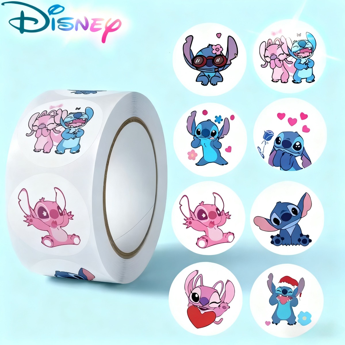 かわいい 500 個ディズニーステッチ DIY ステッカーアニメシールラベル漫画パーティーキャンディーステッカーロール装飾