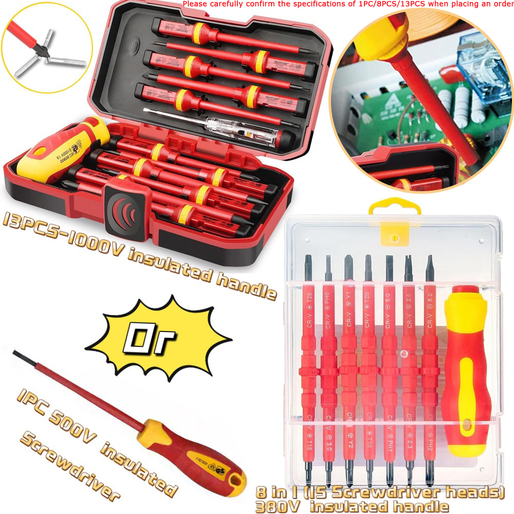 1PC/15PCS 380V/13PCS 1000V Veränderbar Isolierte Schraubendreher-set Und Magnetische Schlitz bits Reparatur Werkzeug Elektriker Werkzeuge