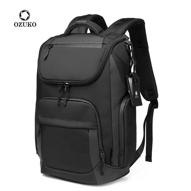 OZUKO Multifunctionele herenrugzak Grote capaciteit waterdichte rugzakken 15,6 inch laptoprugzak Outdoor reizen Zakelijke mannelijke tas