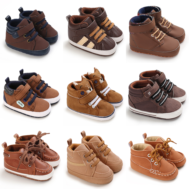 Novo marrom bebê batismo batismo sapatos batismal andando sapatos da criança sola macia recém-nascido aniversário infantil crianças menino tênis