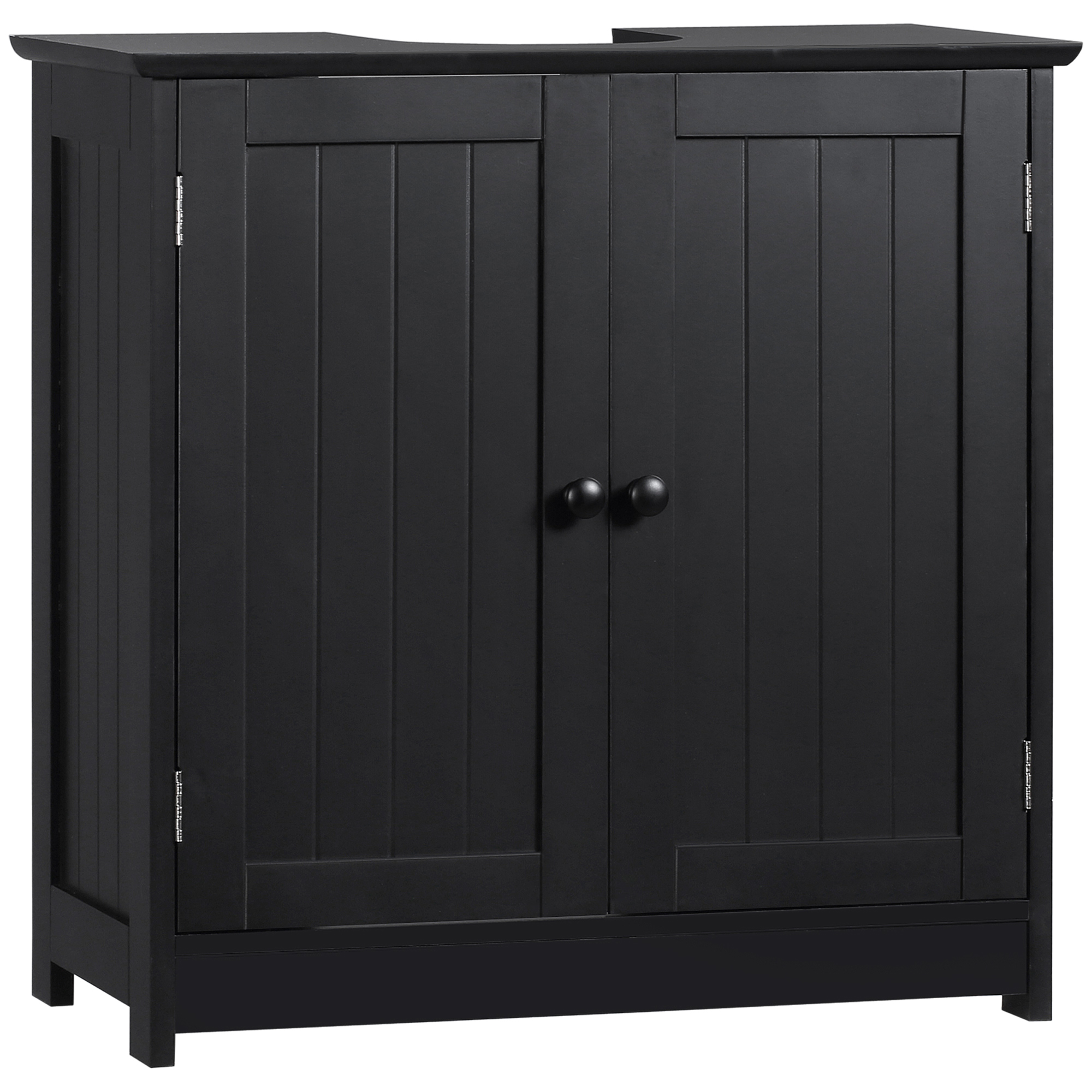 Homcom Kabinet Kamar Mandi Bawah Wastafel dengan 2 Pintu dan Rak, Kabinet Kesombongan Kamar Mandi Wastafel Alas, Hitam