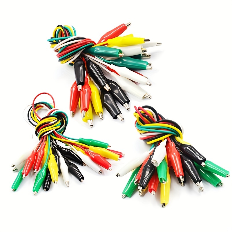 1 Juego / 10 Piezas de Pinzas de Cocodrilo, Cables de Prueba Eléctricos para Bricolaje, Pinzas de Cocodrilo de Doble Extremo, Pinzas de Prueba, Cable de Puente de Prueba de 46 cm