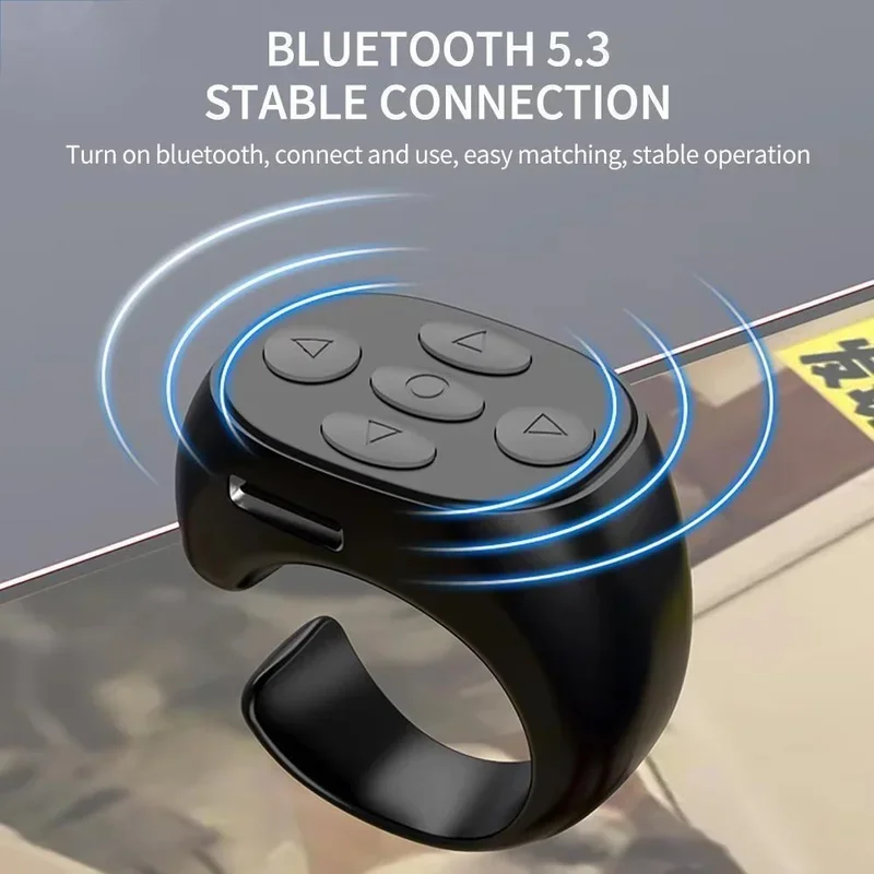 แหวนปลายนิ้วอัจฉริยะรีโมทคอนโทรล Automatic Page Turner Browsing Mouse ไร้สายบลูทูธสําหรับมือถือ Selfie Mice Selfie Video