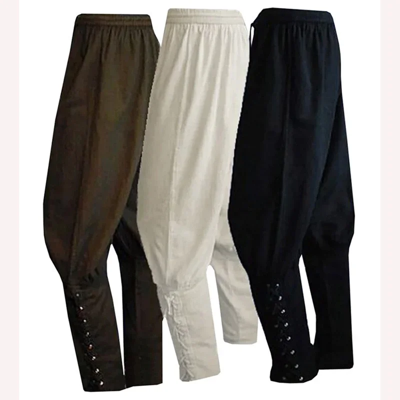 Pantalones pirata para hombre, Cosplay, pantalones góticos medievales renacentistas, disfraz de pirata, pantalones para hombre de talla grande 3XL