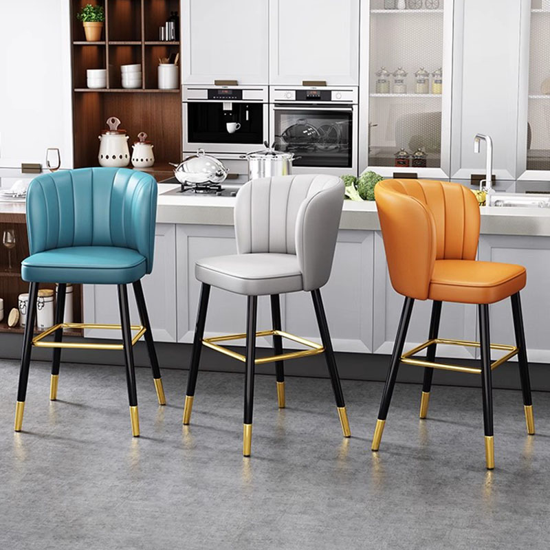 Krzesło barowe Shell Counter Height Kitchen Island Recepcja Skórzany wysoki stołek barowy Salon Lounge Taburete Alto Meble biblioteczne
