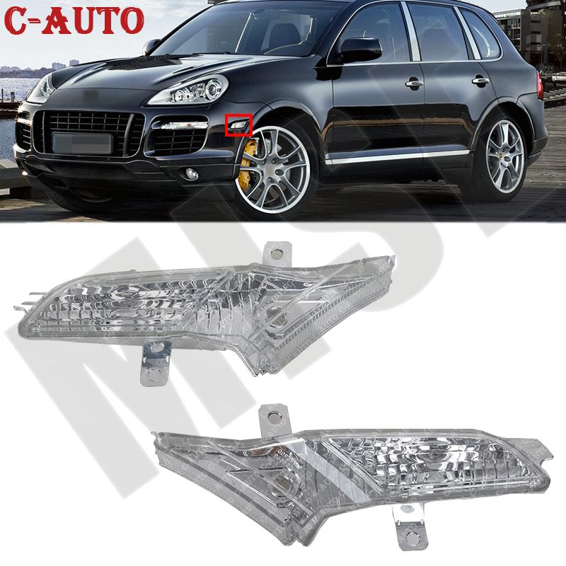 Lampu penanda sisi depan bening plastik kiri mobil untuk Porsche Cayenne 2008 95563103501 95563103601 lampu spidol otomatis