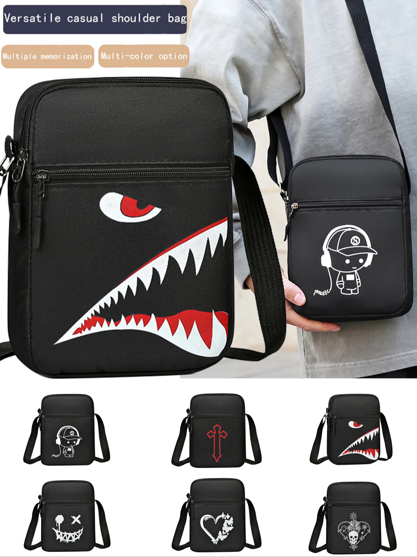 Unisex mini-crossbodytas - compact telefoonzakje met verstelbare riem (hals/taille draagbaar) voor mannen en vrouwen