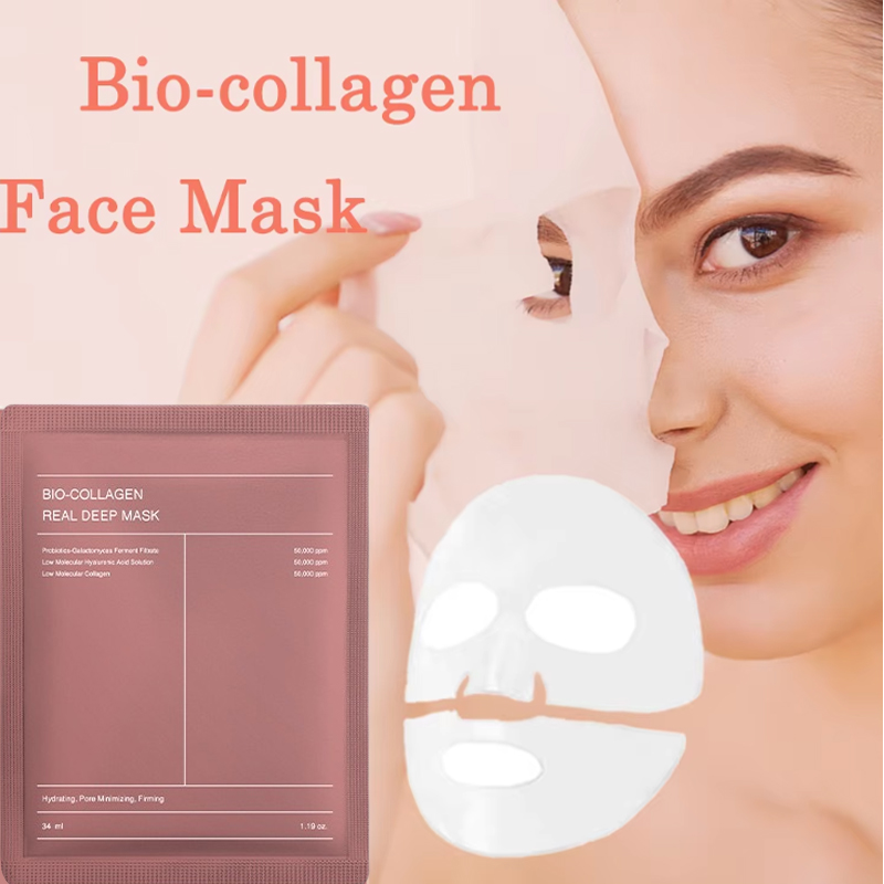 Bio-colágeno real máscara profunda anti-rugas máscara facial de levantamento com colágeno hidrolisado filme reverso volume peel off máscara