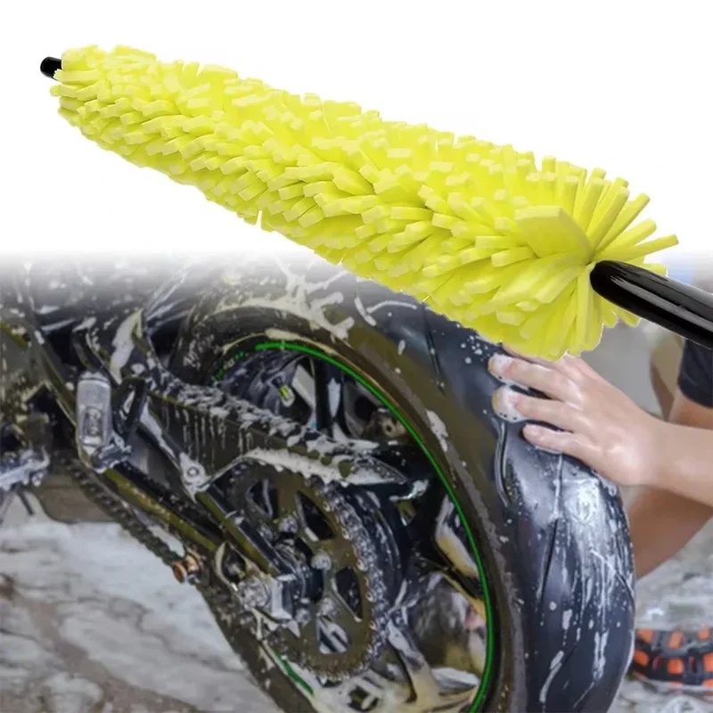 Cepillo de esponja de mano de 29 cm, herramienta de limpieza de llantas de coche, motocicleta y bicicleta, accesorio de limpieza de bujes con mango largo