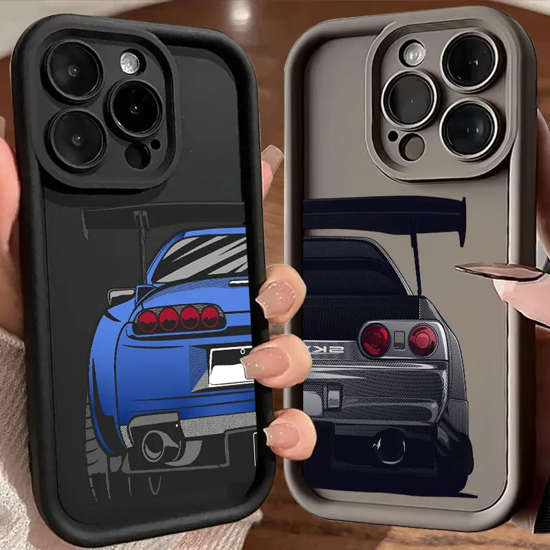 Cartoon Tokyo JDM Mannelijke Auto Zachte TPU Case Voor iPhone 17Pro Max 16E 15 11 13 14 12 15 Plus mini Schokbestendige Siliconen Telefoon Cover
