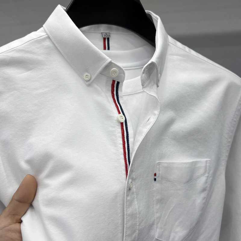 Chemise de luxe haut de gamme pour hommes, nouvelle collection automne, poche à revers brodée, chemise à manches longues, mode européenne, vêtements simples et polyvalents pour hommes