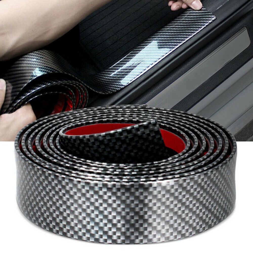 Tira de goma de fibra de carbono para parachoques de puerta de coche, antiarañazos pegatina, película de envoltura autoadhesiva anticolisión, 3x100cm