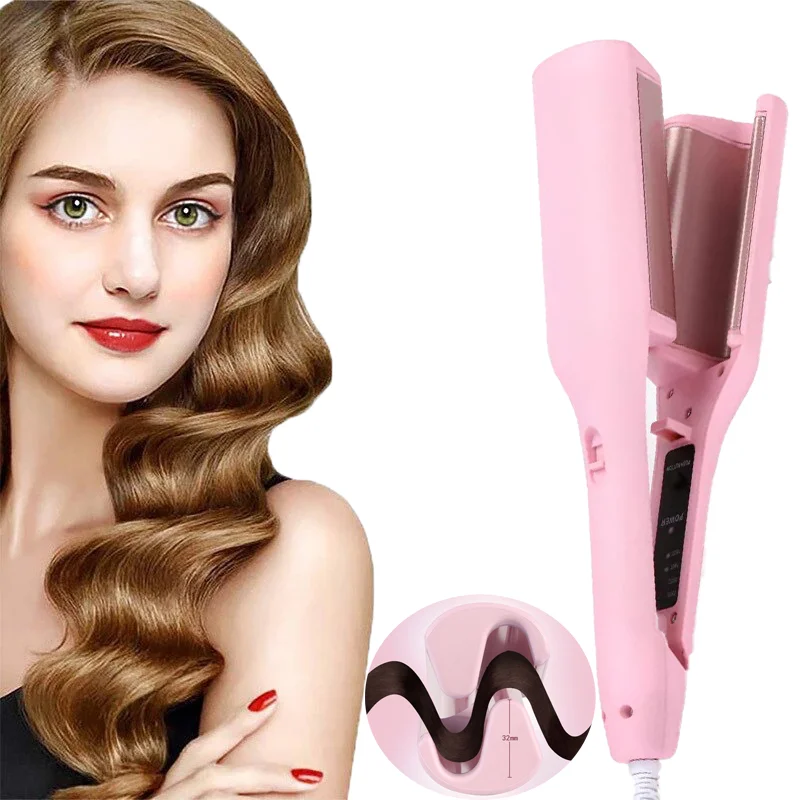 32 มม.ไฟฟ้า Curling Iron อัตโนมัติ Lambswool Curling เครื่องมือจัดแต่งทรงผมยาวนานสไตล์ฝรั่งเศสหมุน Anti-Flame Design