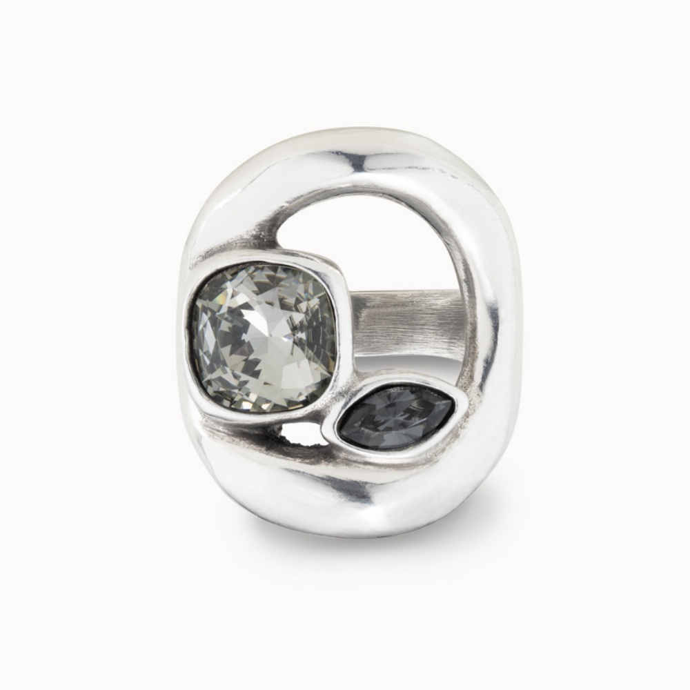 Anillo de plata de cristal gris de viento frío neutro de otoño 2025, accesorios de joyería para mujer, regalos de fiesta para amigos