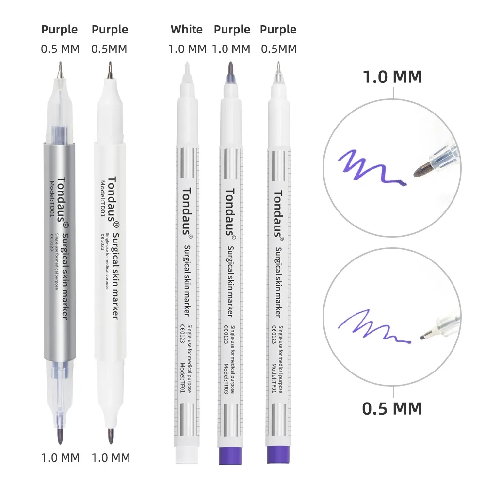 Stylo marqueur chirurgical stérile professionnel pour la peau, 1 pièce, Microblading, tatouage, sourcils, lèvres, stylo marqueur de peau, règle de mesure, ensemble d'outils
