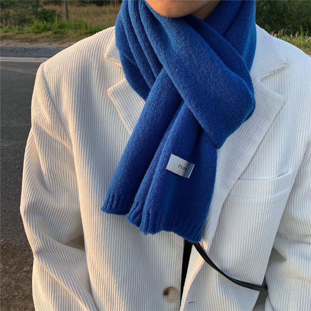 2024 Korean Solid Color Warm Scarf Female Men Autumn Winter All-Match Woolen Soft Waxy Couple School Japanese Tide Scarf