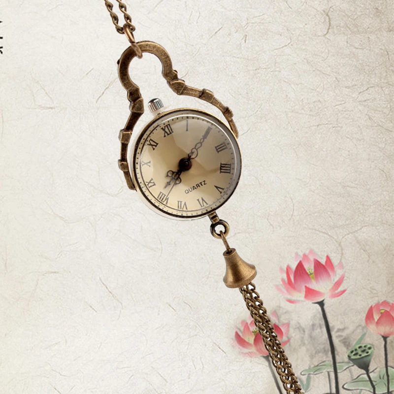 Nova moda vintage retro bola redonda quartzo fob relógio de bolso borla camisola colar corrente jóias presentes para mulher