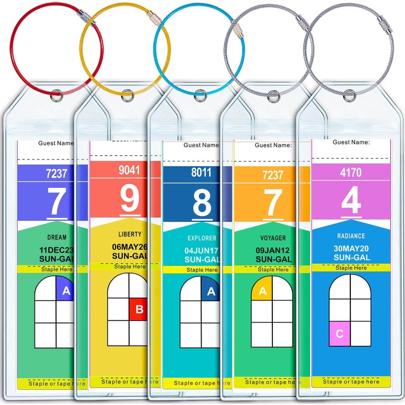 Cruise Luggage Tag Holder 5Pack Can Be Used for Carnival, NCL, MSC Cruises, Princess, and Royal Caribbean Ships