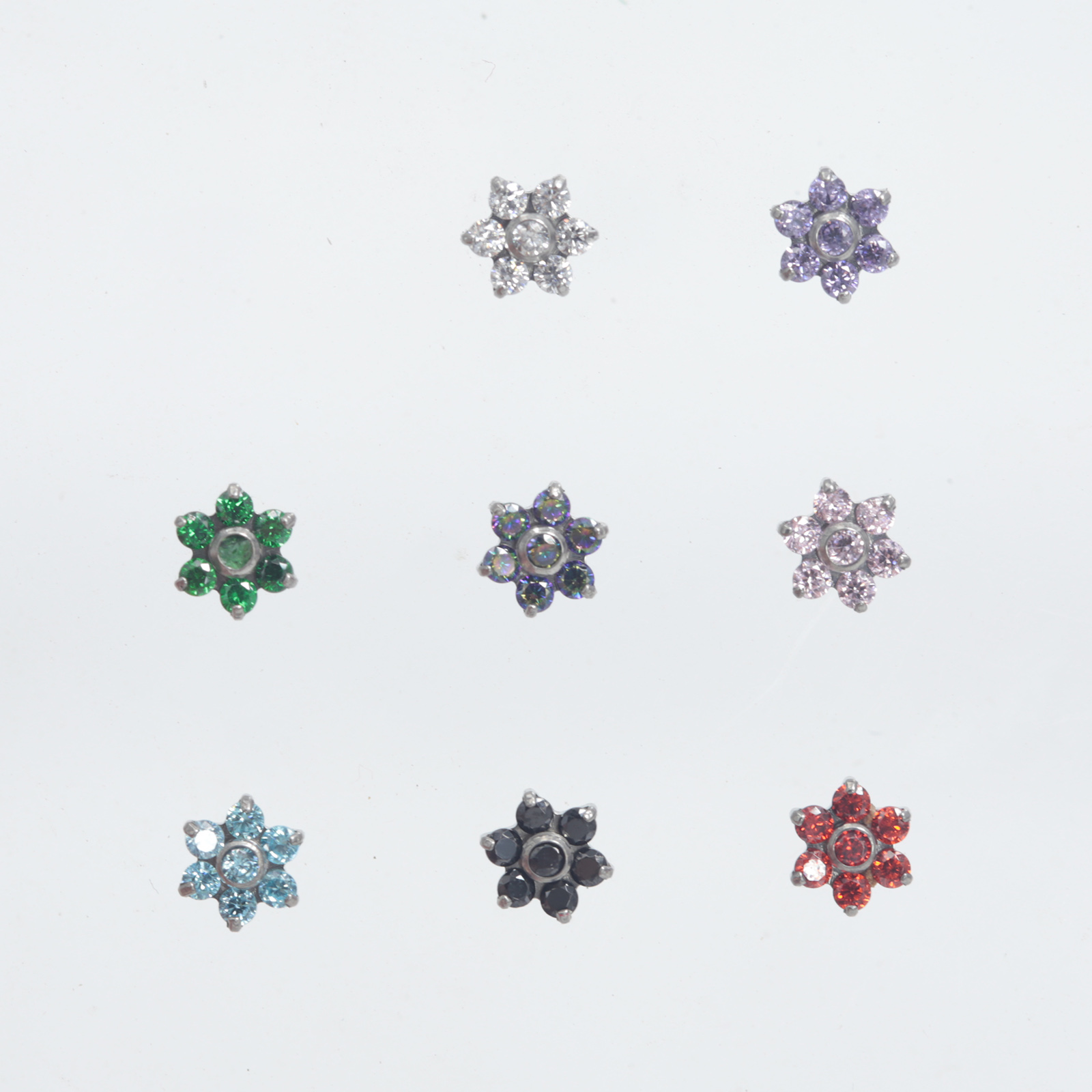 16G ASTM F136 titanio CZ flor Labret pendiente roscado interno hélice cartílago del trago pendiente labio Studs joyería Piercing