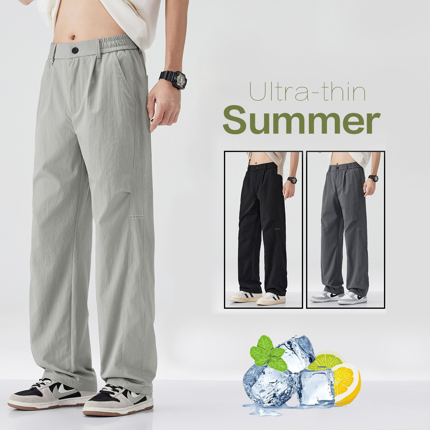 Ropa de marca para hombre, pantalones informales finos y rectos para primavera y verano, pantalones Cargo elásticos transpirables con arrugas, pantalones Y2k para hombre 28-38
