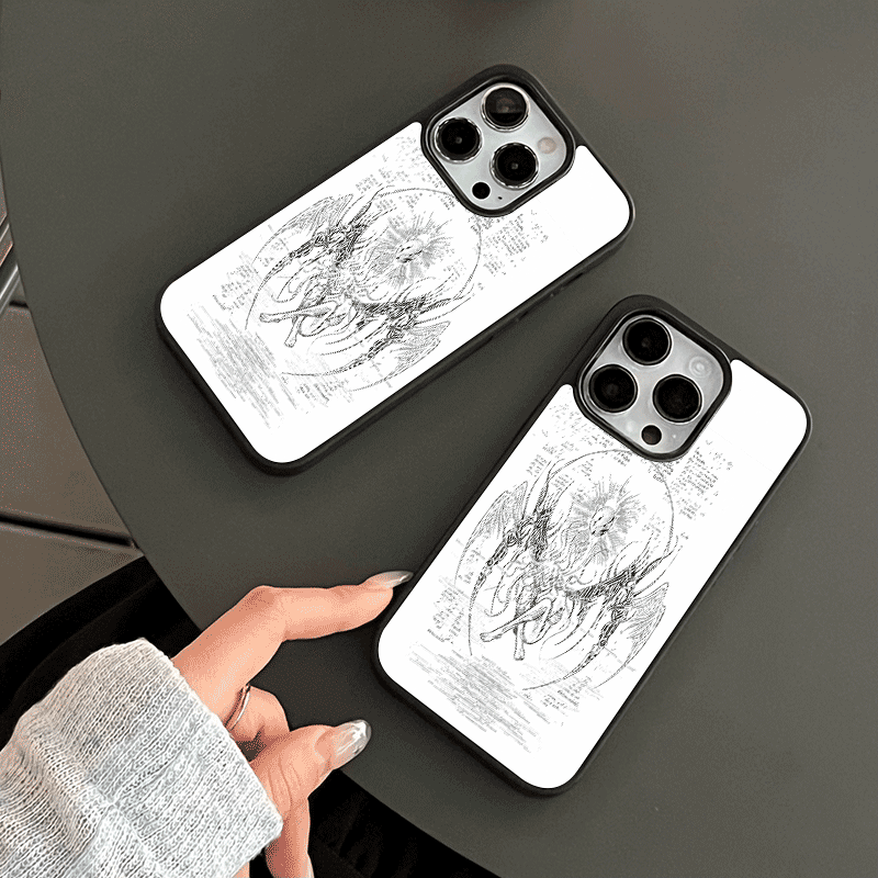 Чохол для телефону Ins Comic Shrink Angel Black Edge Soft Shell для IPhone 15 14 13 12 11 Pro Max XR XS 7 8 Протиударний м’який чохол Fundas