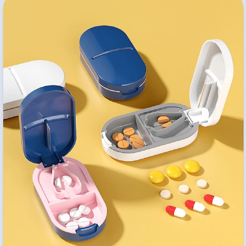 แบบพกพาหลายเครื่องตัดยาพร้อมกล่องเก็บ Pill Crusher ปรับ Pill Splitter ใบมีดตัดสแตนเลส