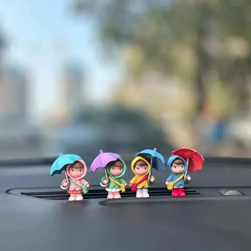 Paraguas lindo interior del coche, figuras de acción, espejo retrovisor automático, decoración del panel Prada4pcs