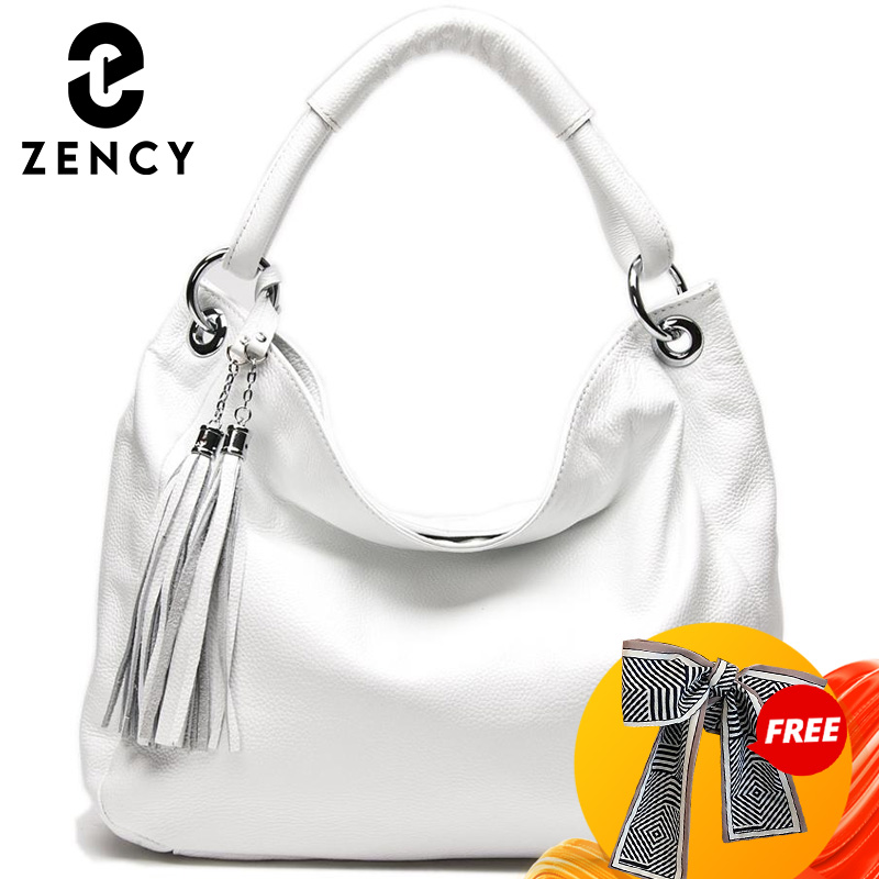 Белая сумка Zency из 100% мягкой натуральной кожи с кисточками, женская сумка через плечо, сумка-хобо, сумка-сэтчел, кроссбоди, большая сумка-тоут для формата А4