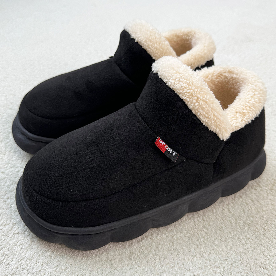 Shevalues, zapatos peludos de invierno para hombre, zapatos de casa de felpa esponjosa para hombre, zapatos antideslizantes de moda para exteriores para hombre, zapatos de algodón con plataforma de piel para hombre