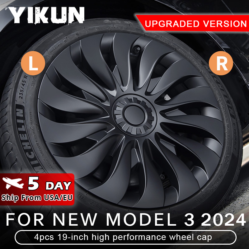 HubCap roda pengganti performa 18 inci, aksesori penutup pelek penuh mobil Model 3 Highland 2024 baru 4 buah