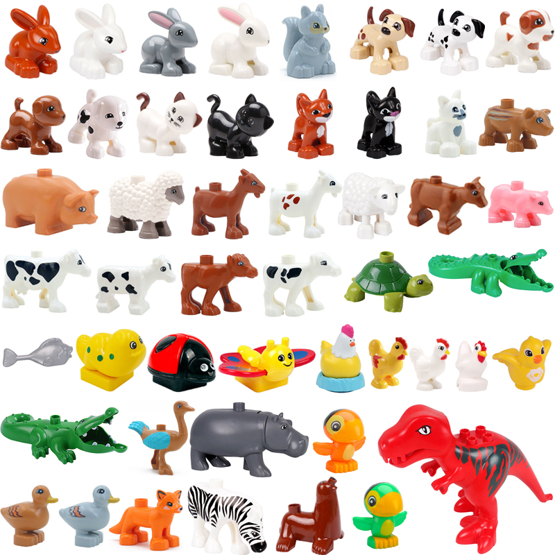 Accesorios de bloques de construcción grandes, pollo, pato, perro, gato, pájaro, ganado, oveja, cebra, rinoceronte, insecto, zoológico, serie DIY, juguete para regalo