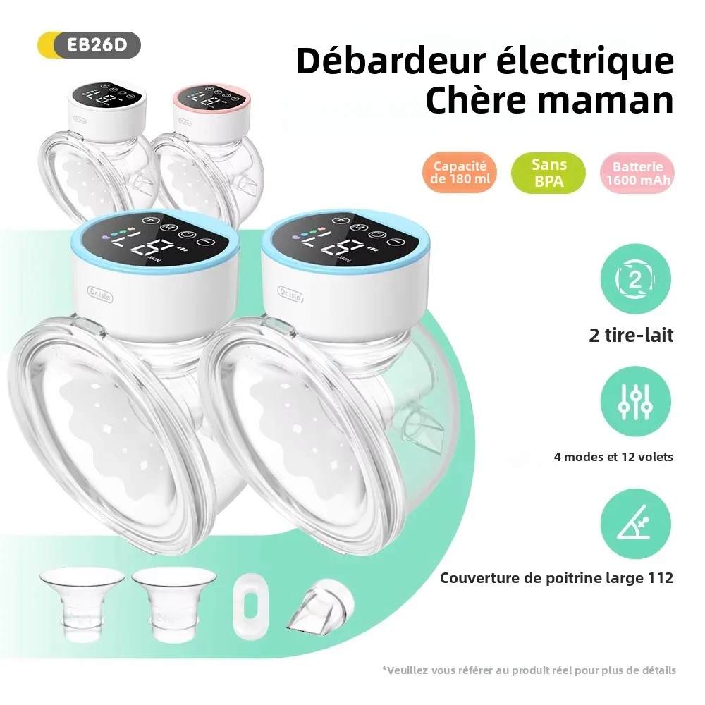 2 pièces tire-lait électrique Portable mains libres tire-lait Portable silencieux électrique extracteur de lait maternel collecteur
