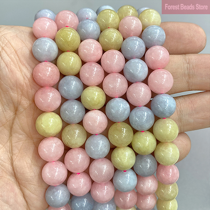 Naturalne różowe koraliki z chalcedonu 6/8/10/12mm Diy bransoletka kolczyki akcesoria 15 "pasmo dla elementy do wyrobu biżuterii