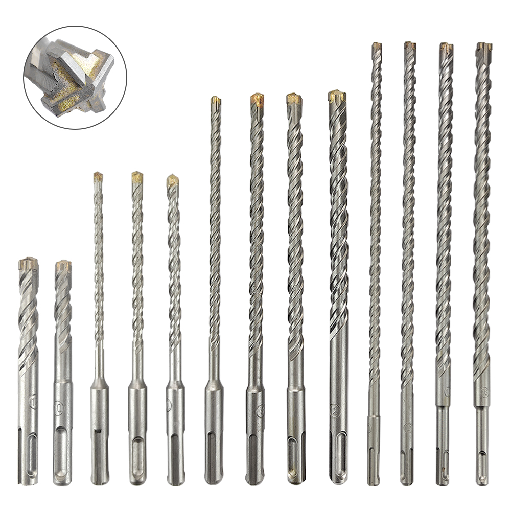 Broca para hormigón SDS Plus, puntas cruzadas, 4 cortadores, 110, 160, 210, 260, 350, bloque de ladrillo de pared, martillo eléctrico, brocas de perforación para mampostería