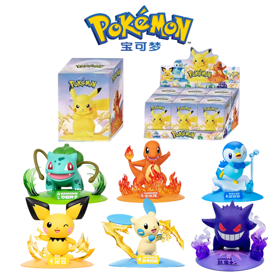12 Lalek Akcji Poké mon Pikachu Blind Box Modele Anime Dekoracje na Biurko Zabawki Poké mon Prezenty Urodzinowe dla Dzieci