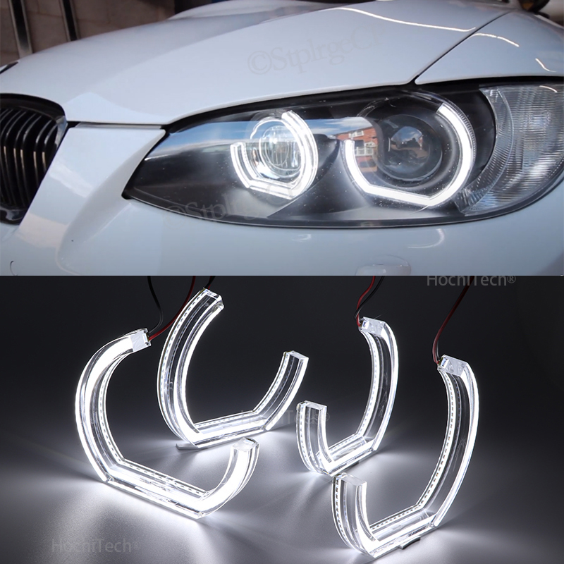 Aksesoris lampu depan, untuk BMW 3 seri E90 E92 E93 M3 2007-2013 Coupe cabriolet LED Angel Eyes cincin DRL akrilik gaya DTM