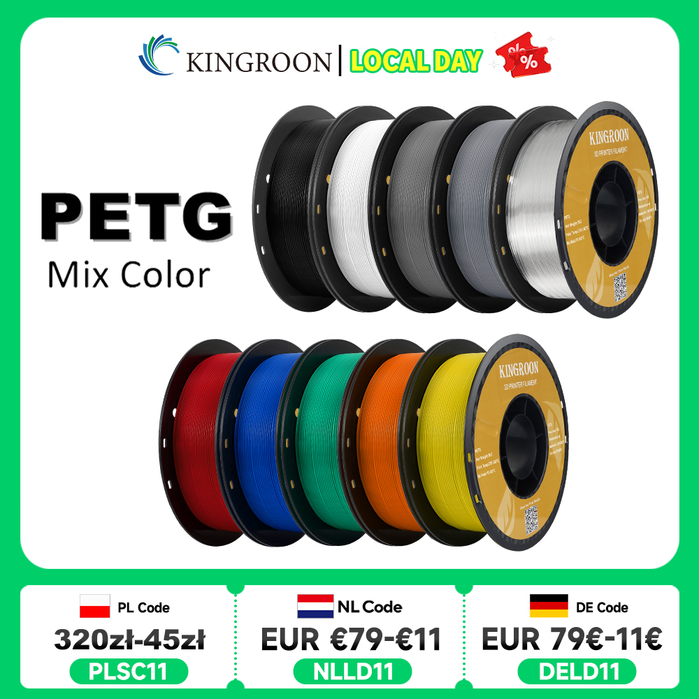 KINGROON PETG Filament d'imprimante 3D 1.75mm 5KG 10KG mélange de couleurs matériel d'impression 3D 1 kg/rouleau plastique petg pour imprimante 3d FDM
