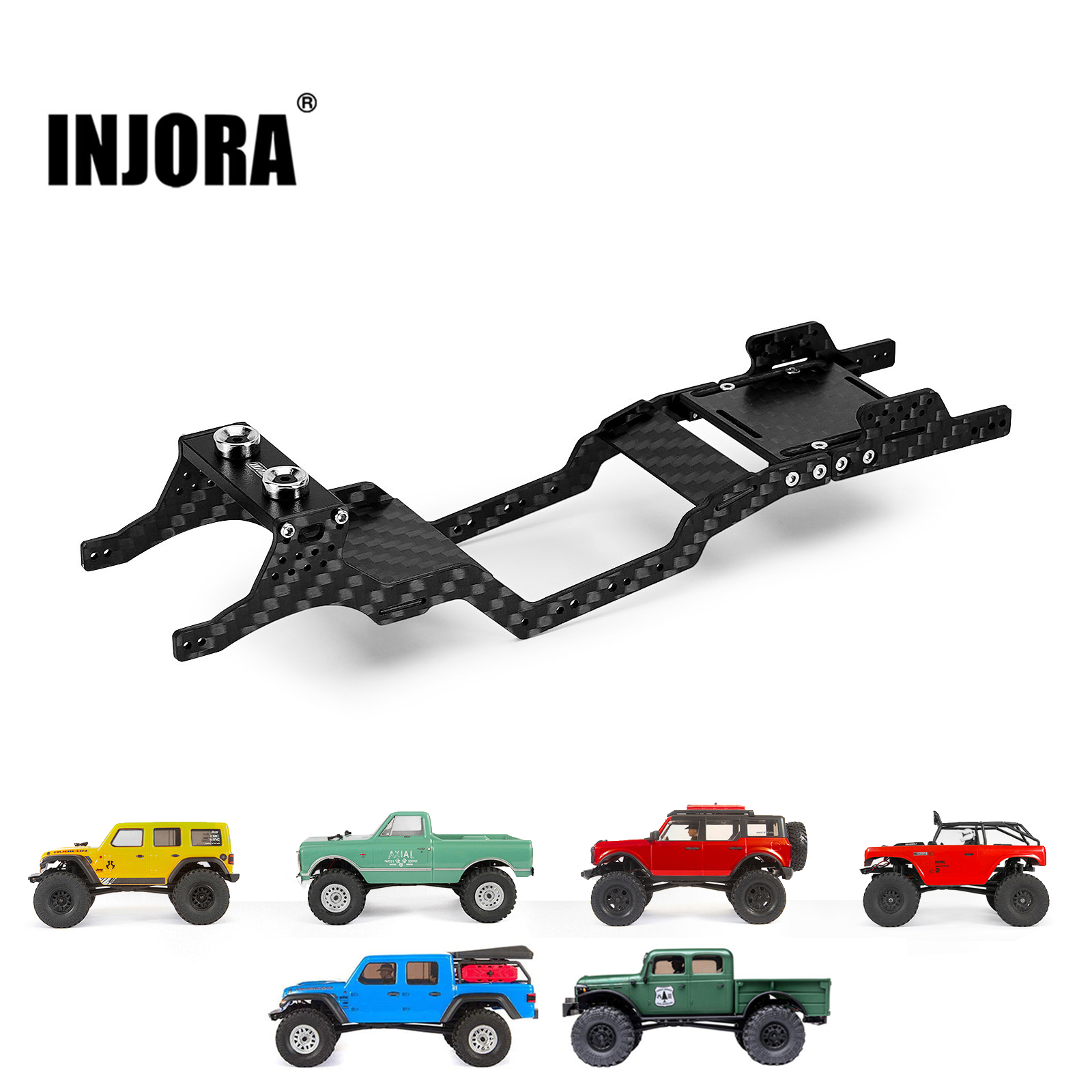 INJORA Universal LCG Kit de marco de chasis de fibra de carbono para 1/24 Axial SCX24