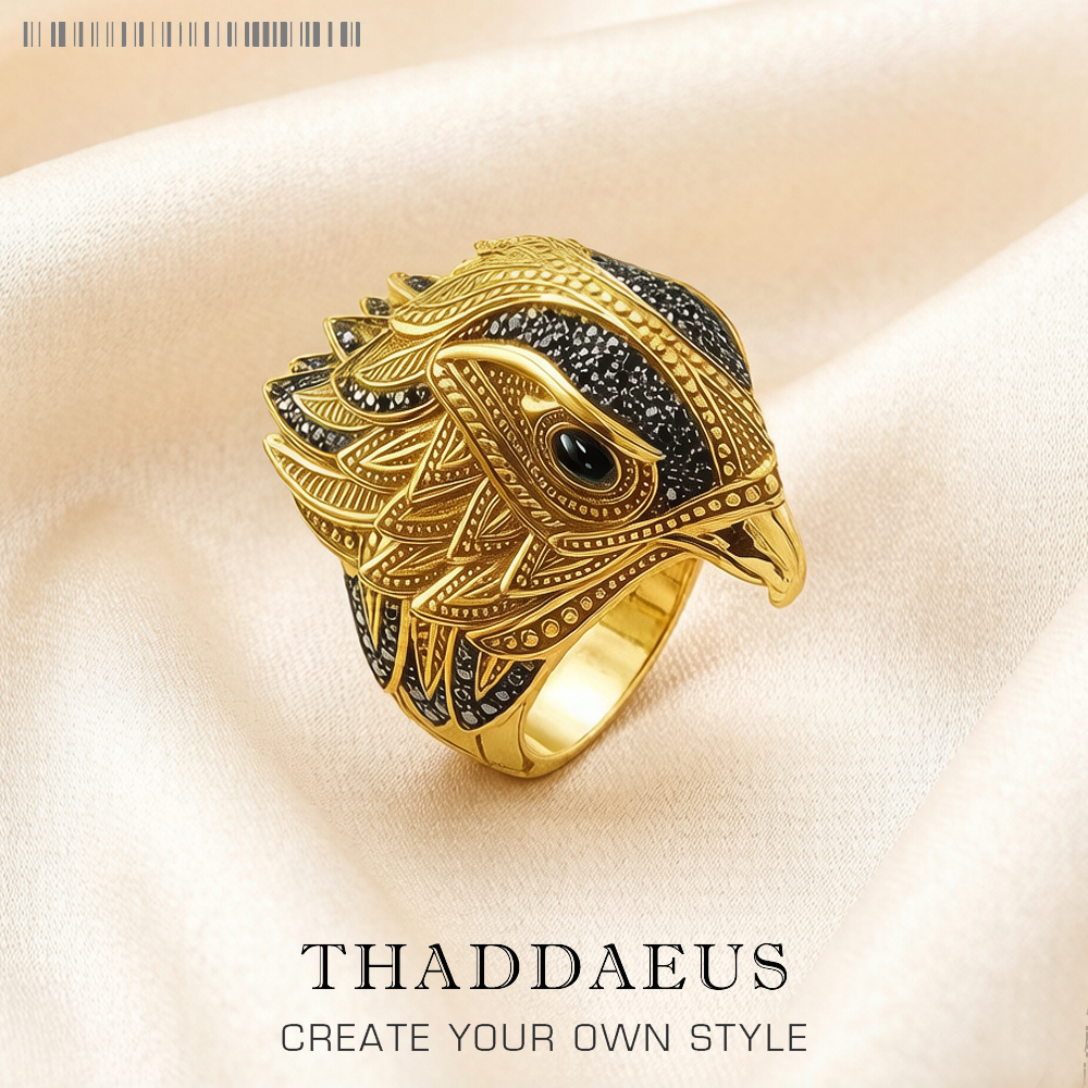 Cocktail Ring Elegant Falcon Vintage Gift For Women & Men Europe 925 Sterling Silver Fine Jewelry