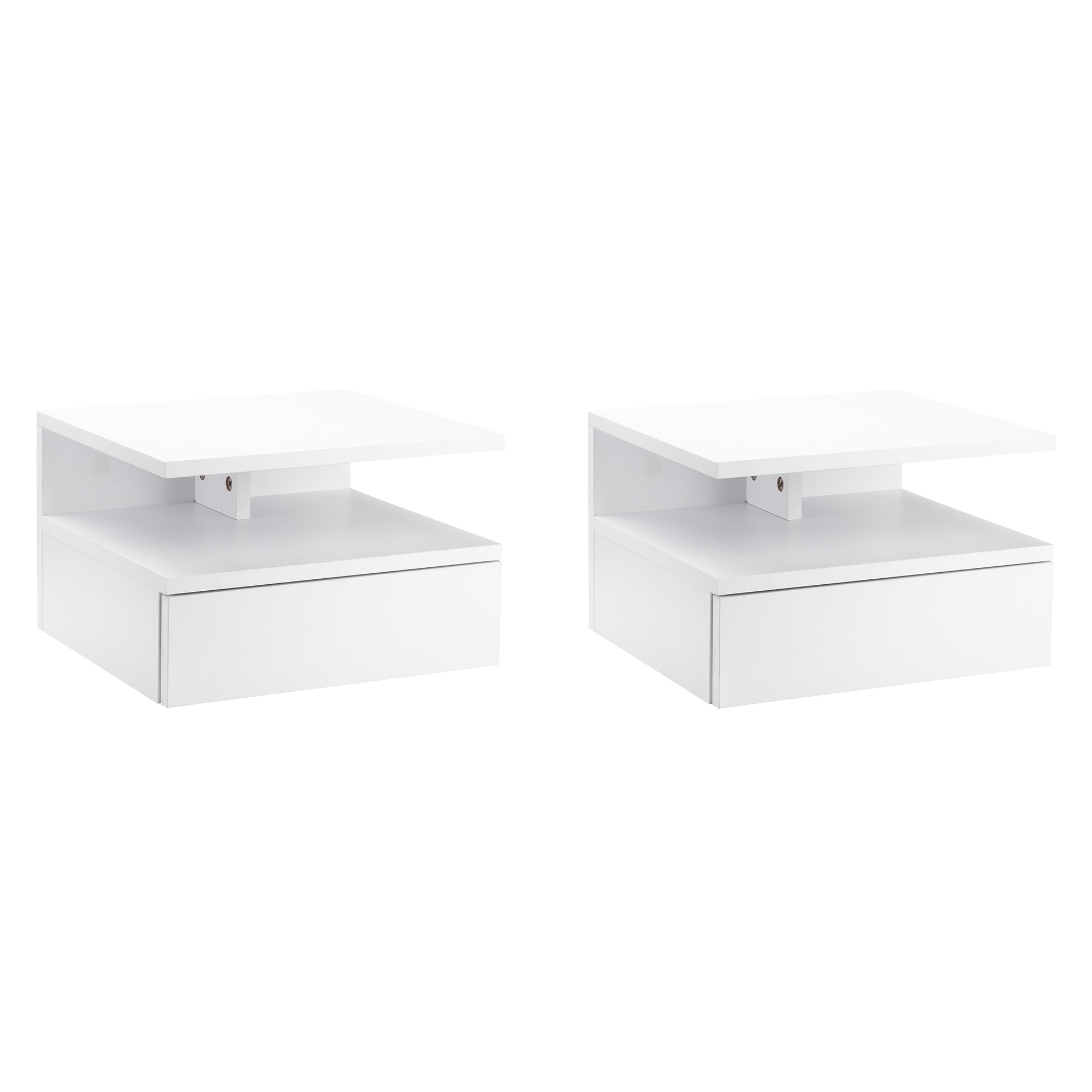 Homcom Set Van 2 Zwevende Nachtkastjes Met 1 Lade En Plank 35X32X22,5 Cm